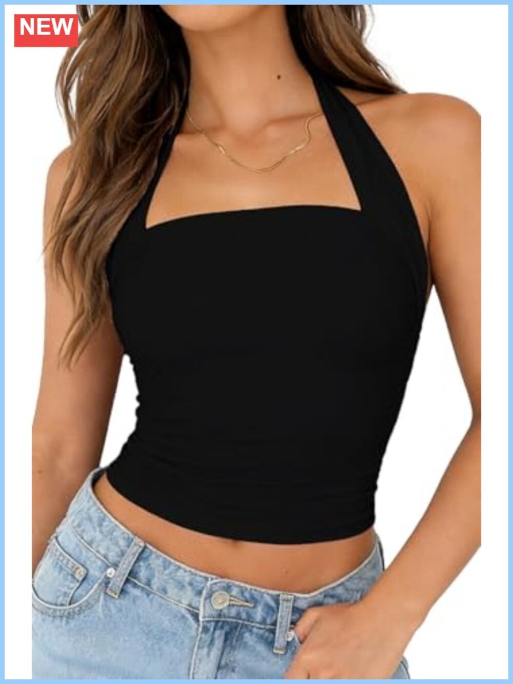 Halter Top Backless Double Lined Nylon Sleeveless Y2K Summer Going Out Crop Tank